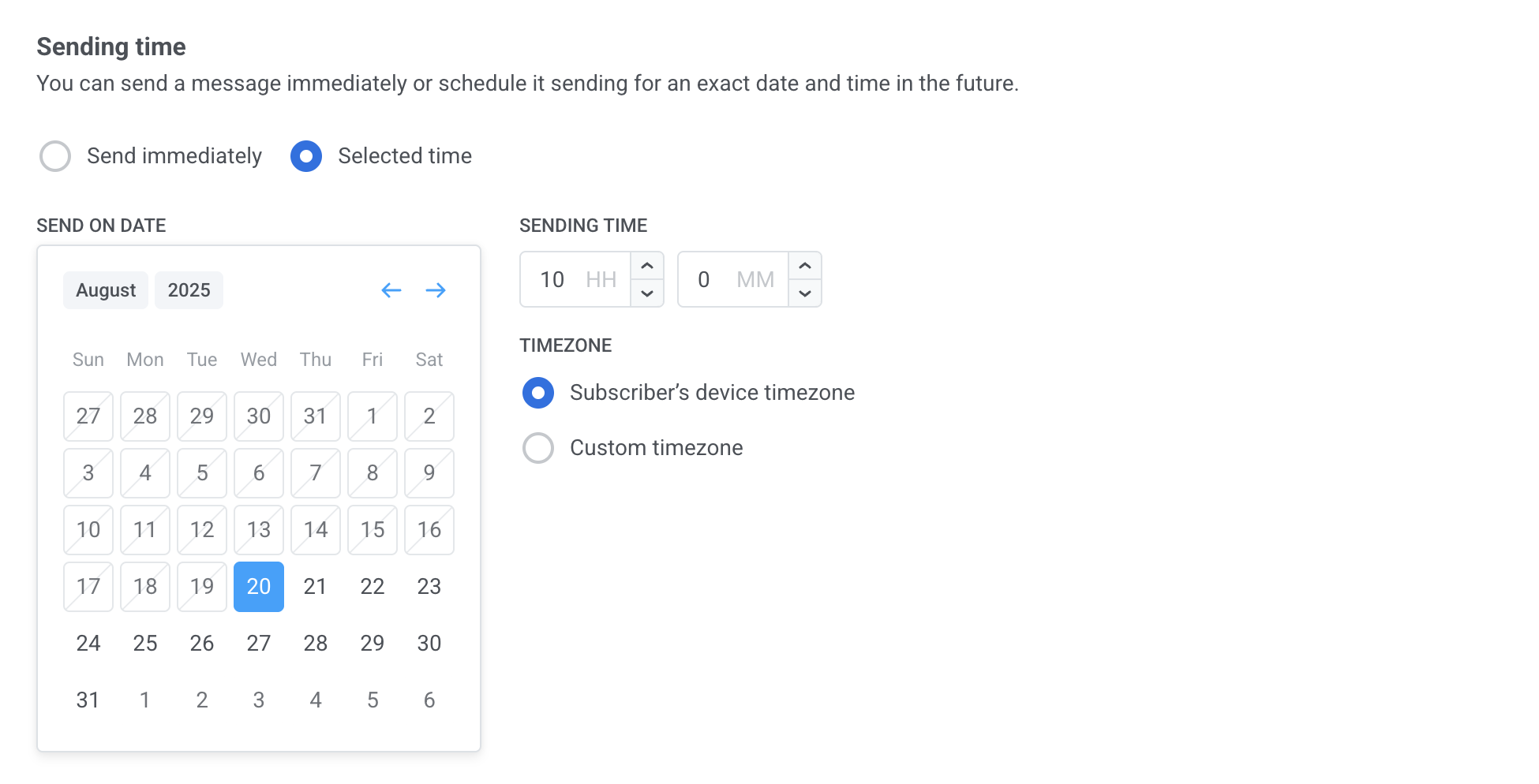 Schedule email sending in subscriber time zone